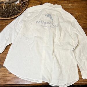 NWOT Tommy Bahama Marlin Bar 100% Linen White Casual Button Down Shirt
